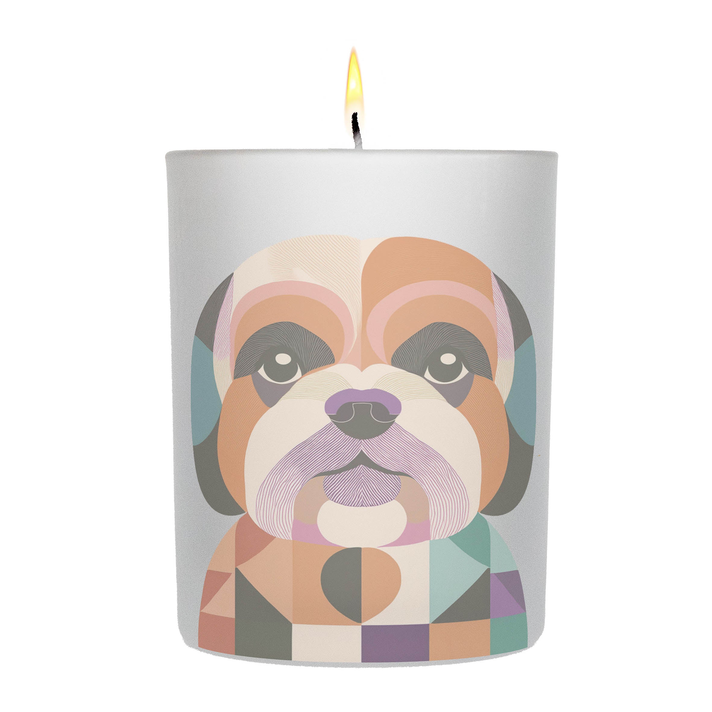Shih Tzu Graphic Retro Chic Frosted Candle