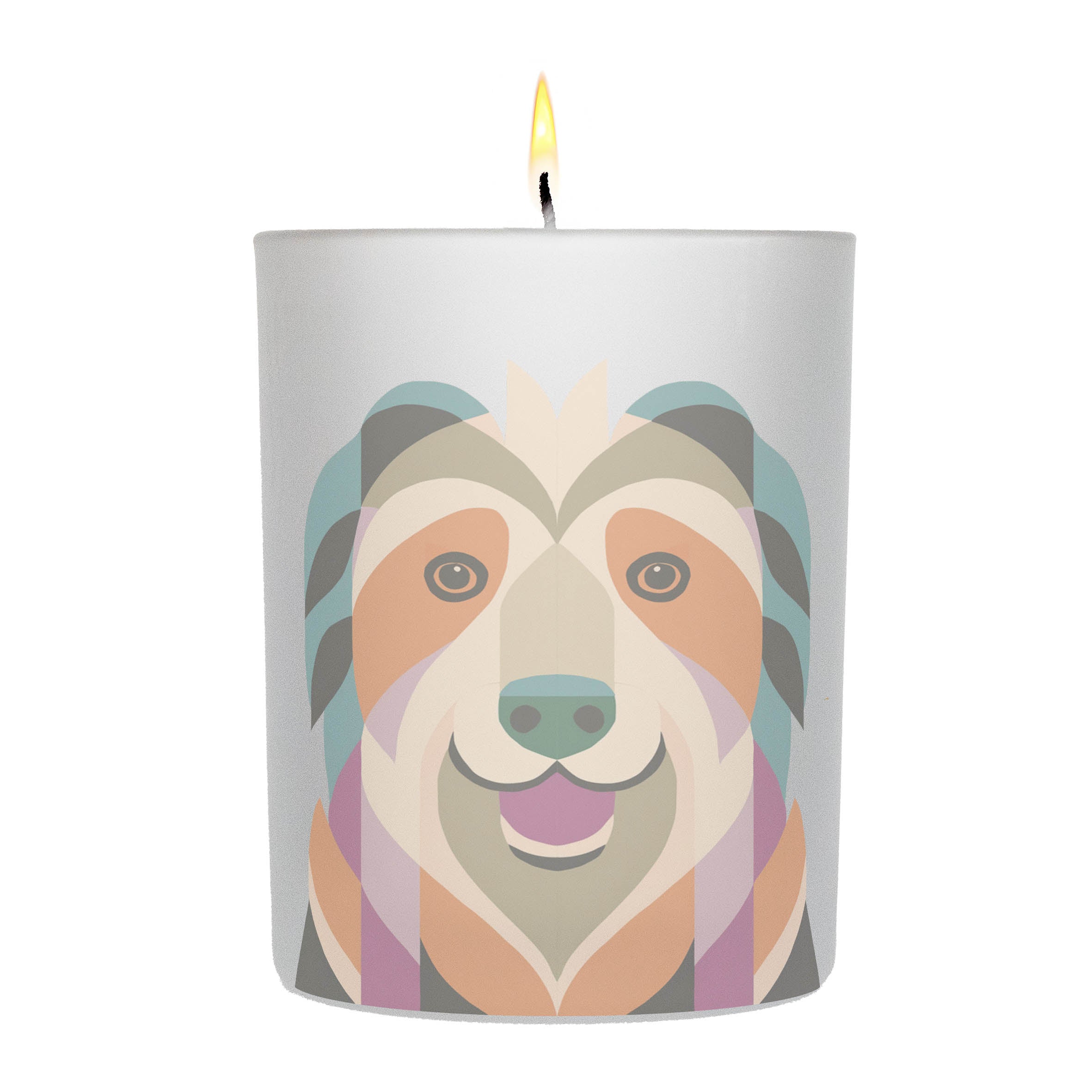 Smithfield Sheepdog Graphic Retro Chic Frosted Candle
