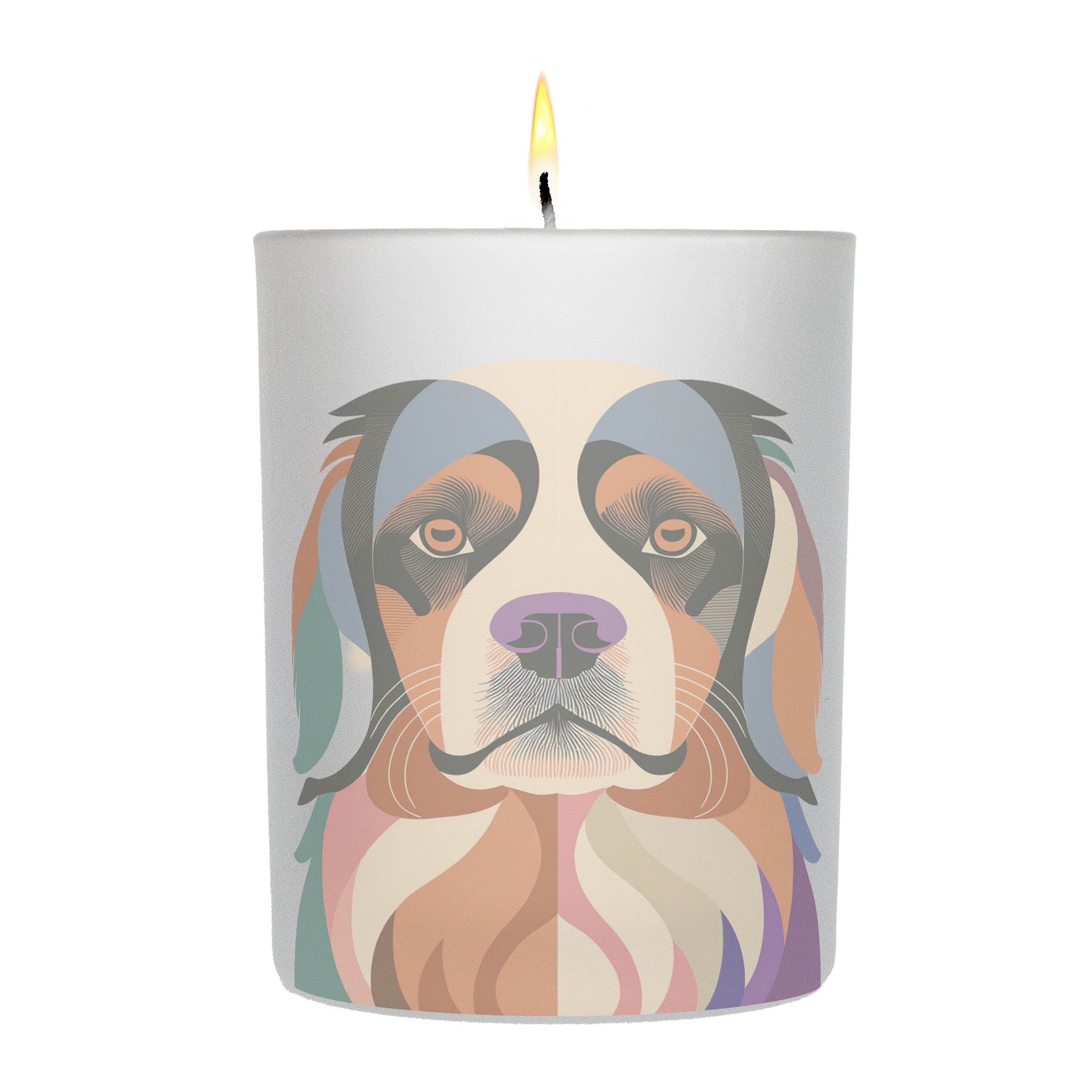 Tibetan Spaniel Graphic Retro Chic Frosted Candle
